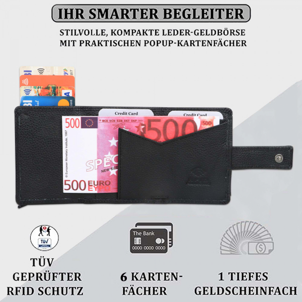 Slim Wallet mit Münzfach & RFID-Schutz 24- (12A) Mini Geldbörse Herren & Damen - Kartenetui Kreditkartenetui - Portmonee Geldbeutel Portemonnaie Neu